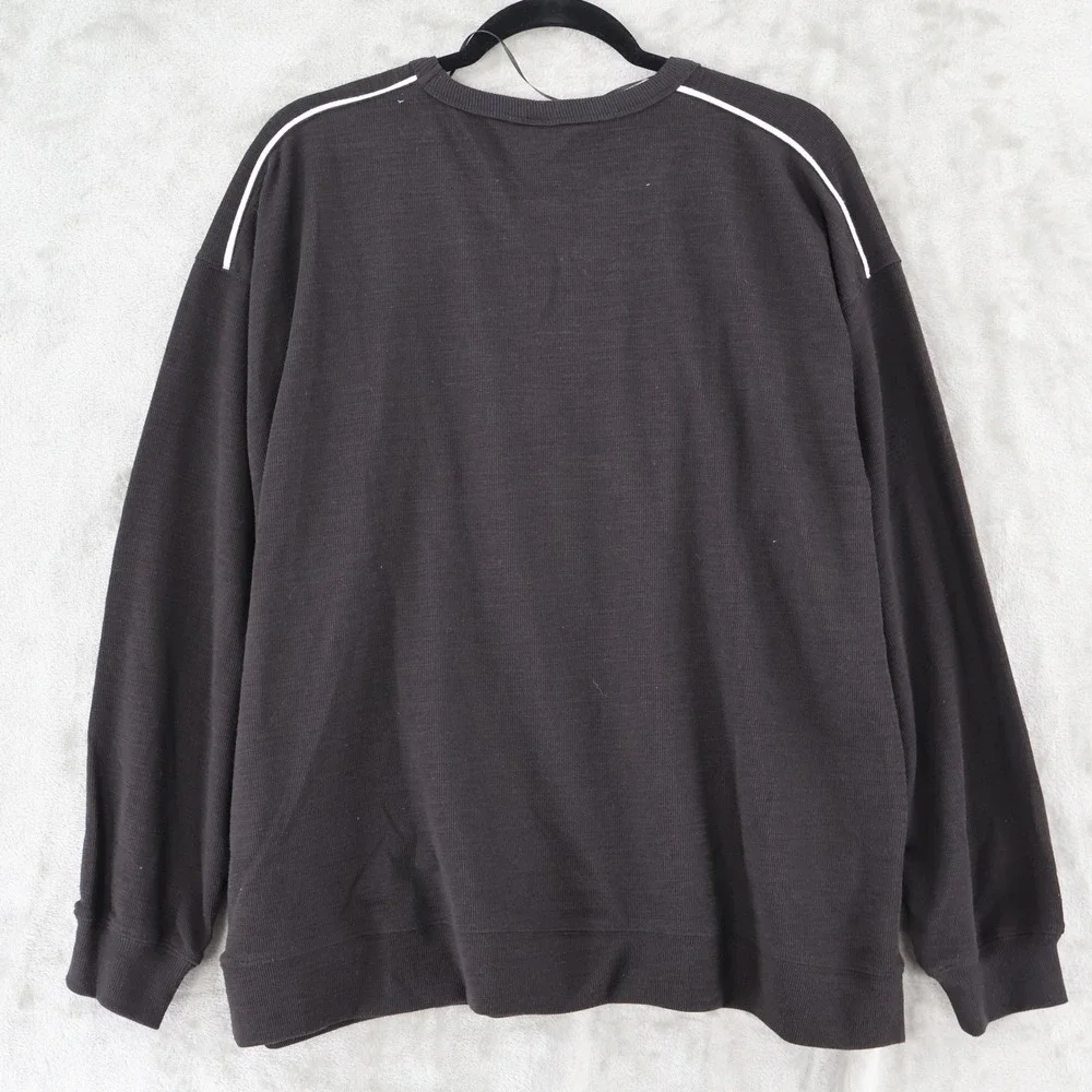 Cotton On Body Ribbed Long Sleeve Beach Top Women Medium Black Piping Resort NWT